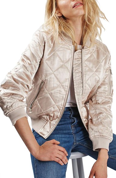 Topshop Quilted Bomber Jacket