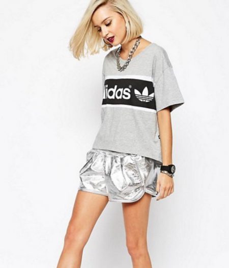 Adidas T-Shirt and Metallic Shorts