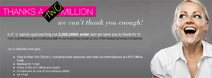 e.l.f. cosmetics - Thanks a Two Million customer contest