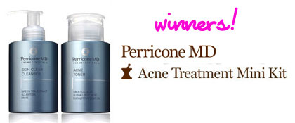 NV Perricone Acne Trial Kit Giveaway Winners