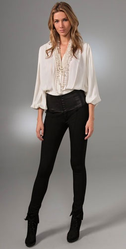 Haute Hippie Corset Pants with Leather Panel