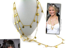 Aurora's 60 Inch Layered Gold Disc Charm Necklace