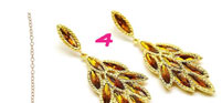 Brown Crystal Leaf Cluster Earrings
