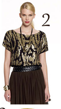 Vince Camuto Sequin Animal Boat Neck Tee