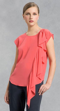 DKNY Coral Blouse With Ruffle