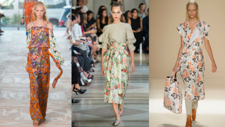 Floral is the pattern of choice on the runway this Spring ~ From left to right: Tory Burch, Carolina Herrera, Victoria Beckham 