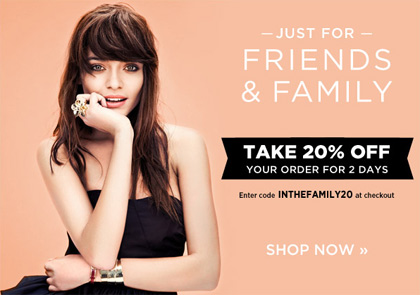 Shopbop Friends and Family Sale - Save 20% with code INTHEFAMILY20