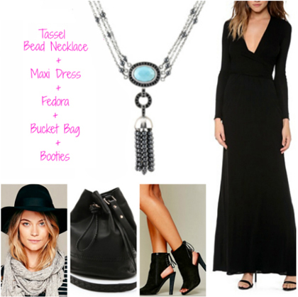 SNS Jewelry Tassel Bead Necklace