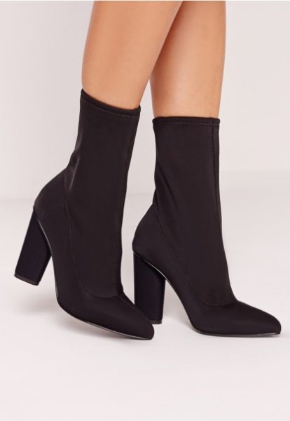 Missguided pointed toe neoprene heeled ankle boots