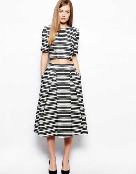 Whistles Audrey Crop Top iand Mid Skirt in Stripe